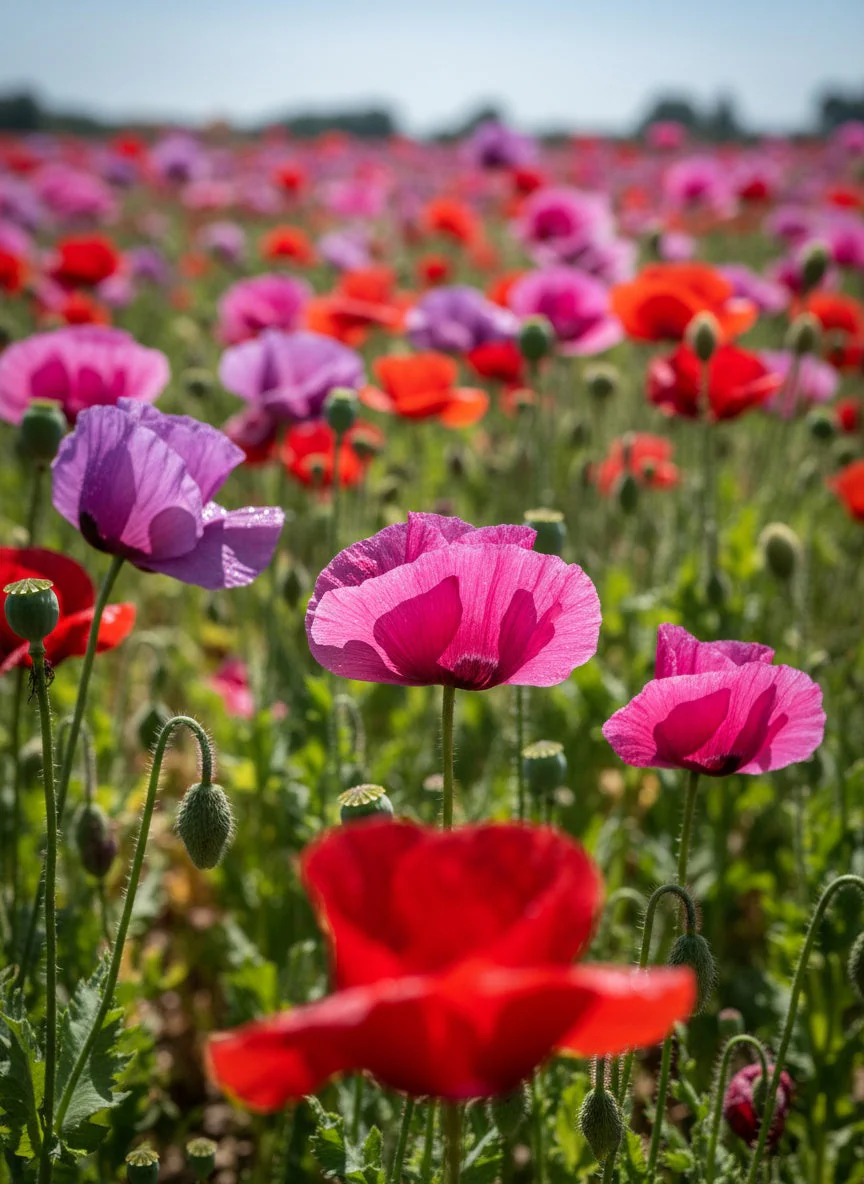 1000 PEPPERBOX POPPY MIX Papaver Somniferum Mixed Colors Red Violet Flower Seeds - Image 3