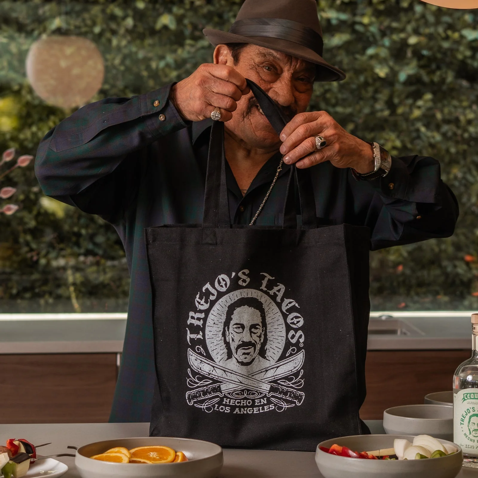 Black Canvas Tote with Machete Logo - Image 4