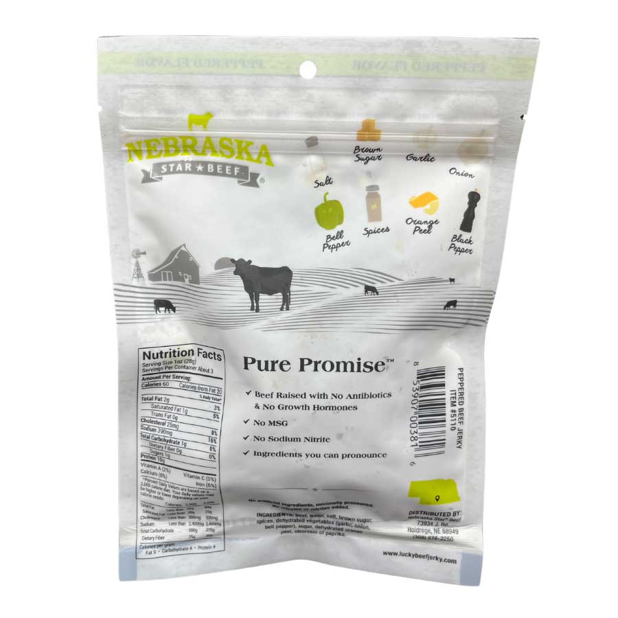 Black Pepper Beef Jerky | 3 oz. Bag | Big, Bold Flavor | Tender Jerky | Made in Holdrege, NE | Nebraska Star Beef - Image 2