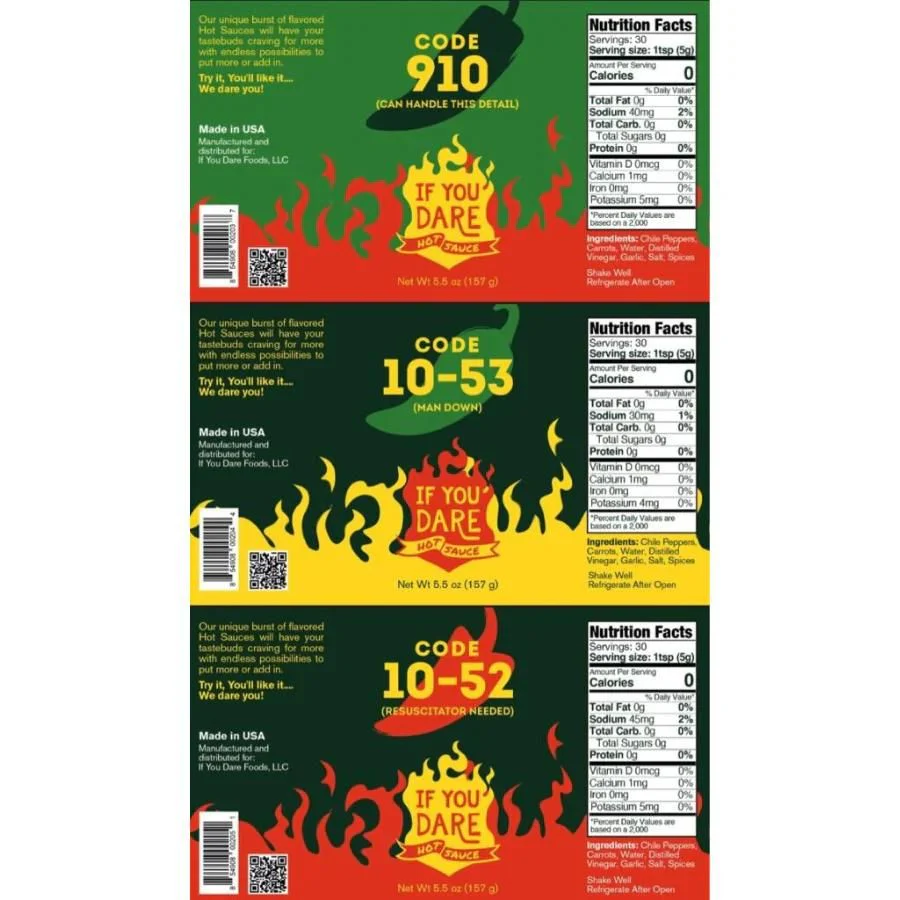 Code 10-53 Hot Sauce | Pack of 3 | 5.5 oz | Hot Heat Level | If You Dare Foods - Image 5
