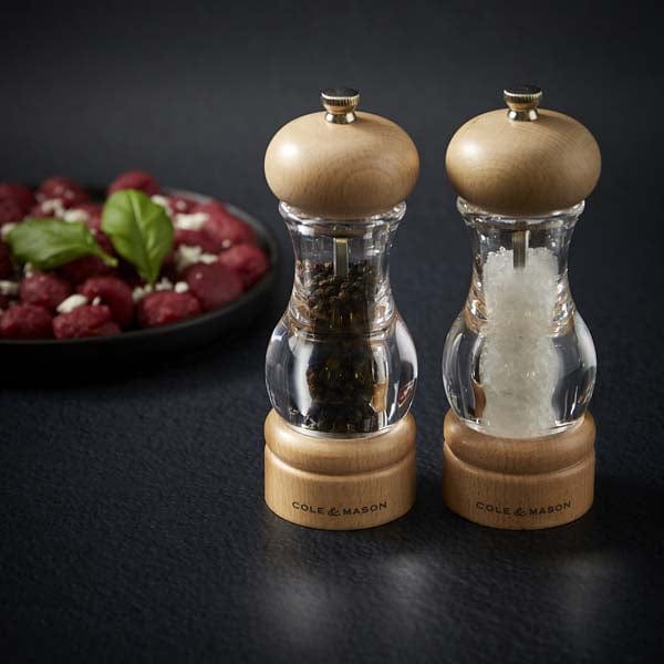 Cole & Mason Basics Beech Wood & Acrylic Salt & Pepper Mill Set - Image 3