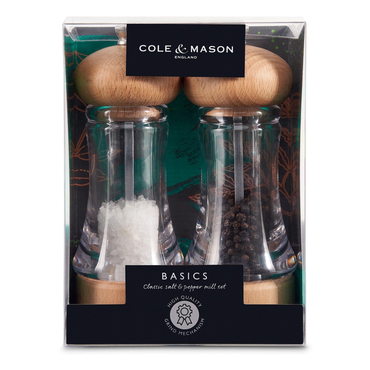 Cole & Mason Basics Beech Wood & Acrylic Salt & Pepper Mill Set - Image 6