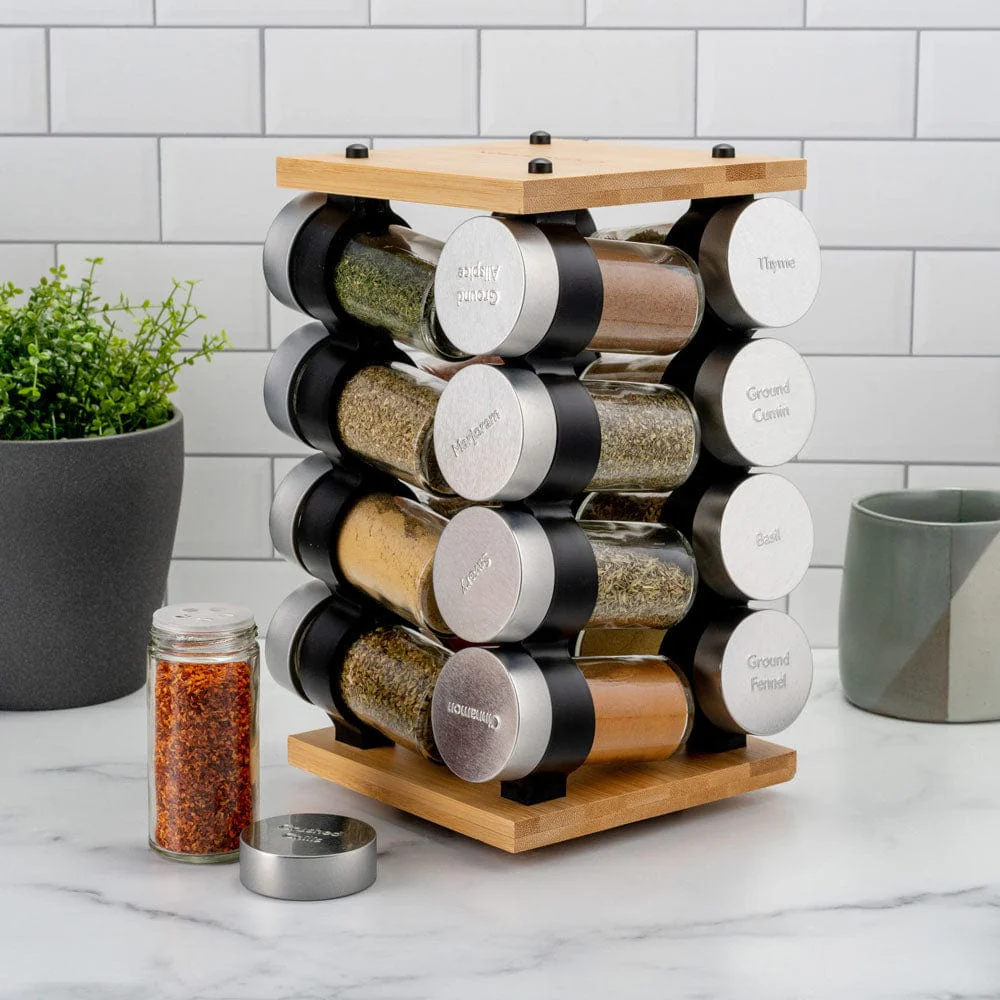 Cole & Mason Blyth Classic Wooden 16 Jar Carousel Bamboo - Image 6