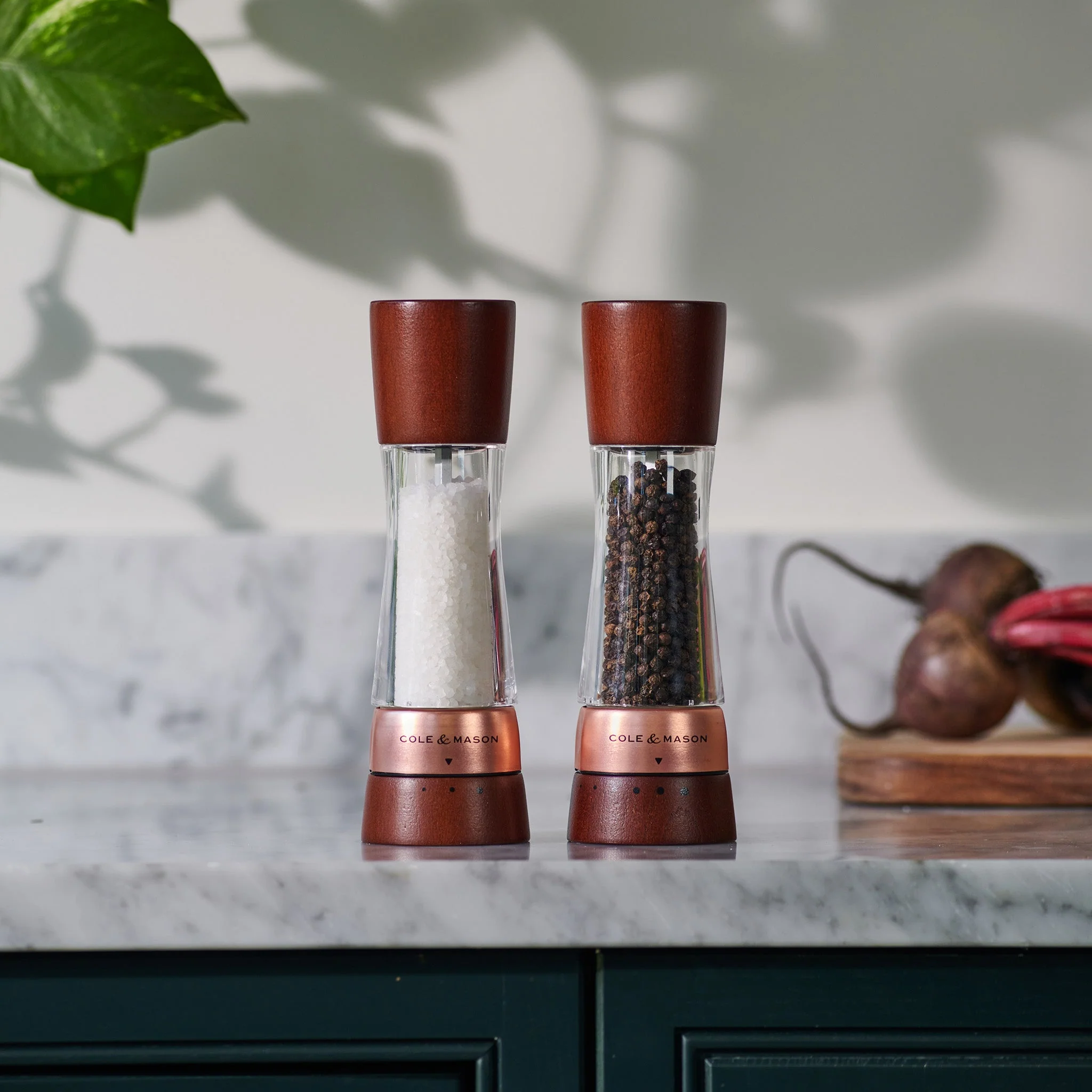 Cole & Mason Derwent Chestnut Rose Gold Salt & Pepper Mill - Image 2