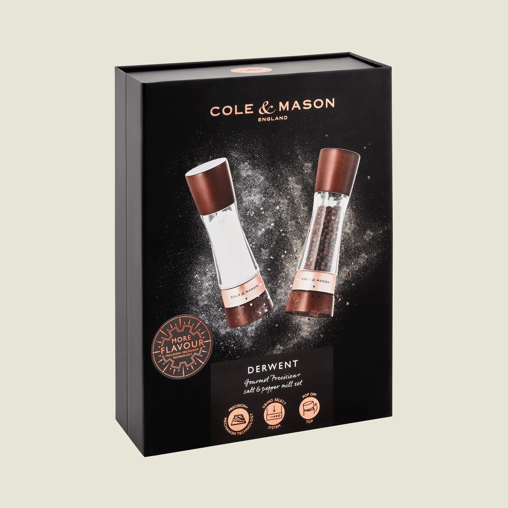 Cole & Mason Derwent Chestnut Rose Gold Salt & Pepper Mill - Image 6