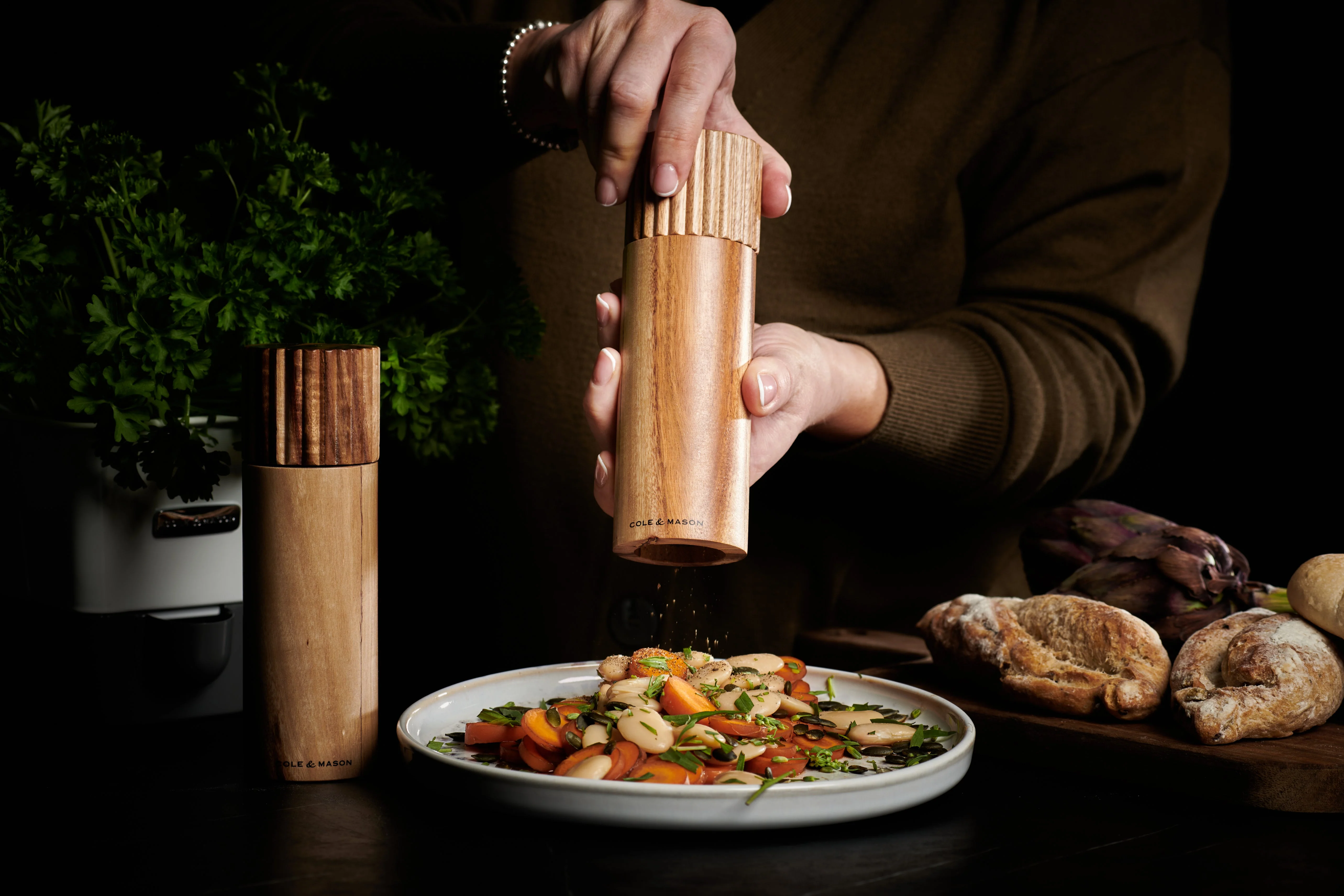 Cole & Mason Galloway Acacia Salt and Pepper Mill Gift Set 7" - Image 2