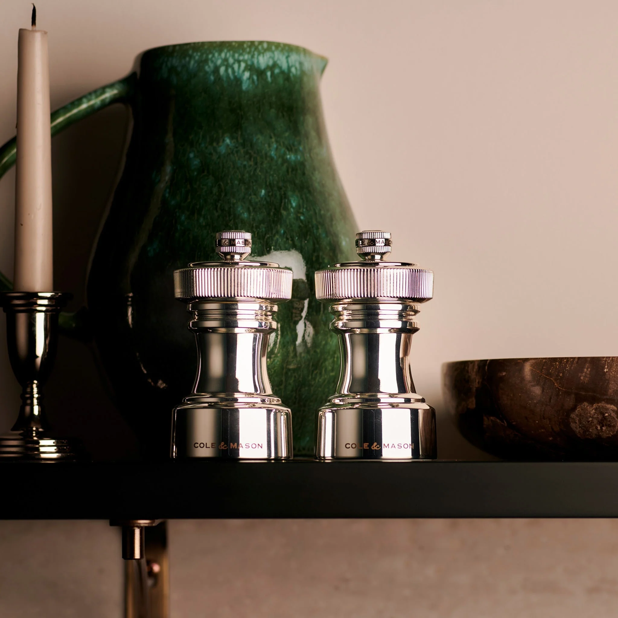 Cole & Mason Hoxton Silver Plated Salt & Pepper Mill Set - Image 2