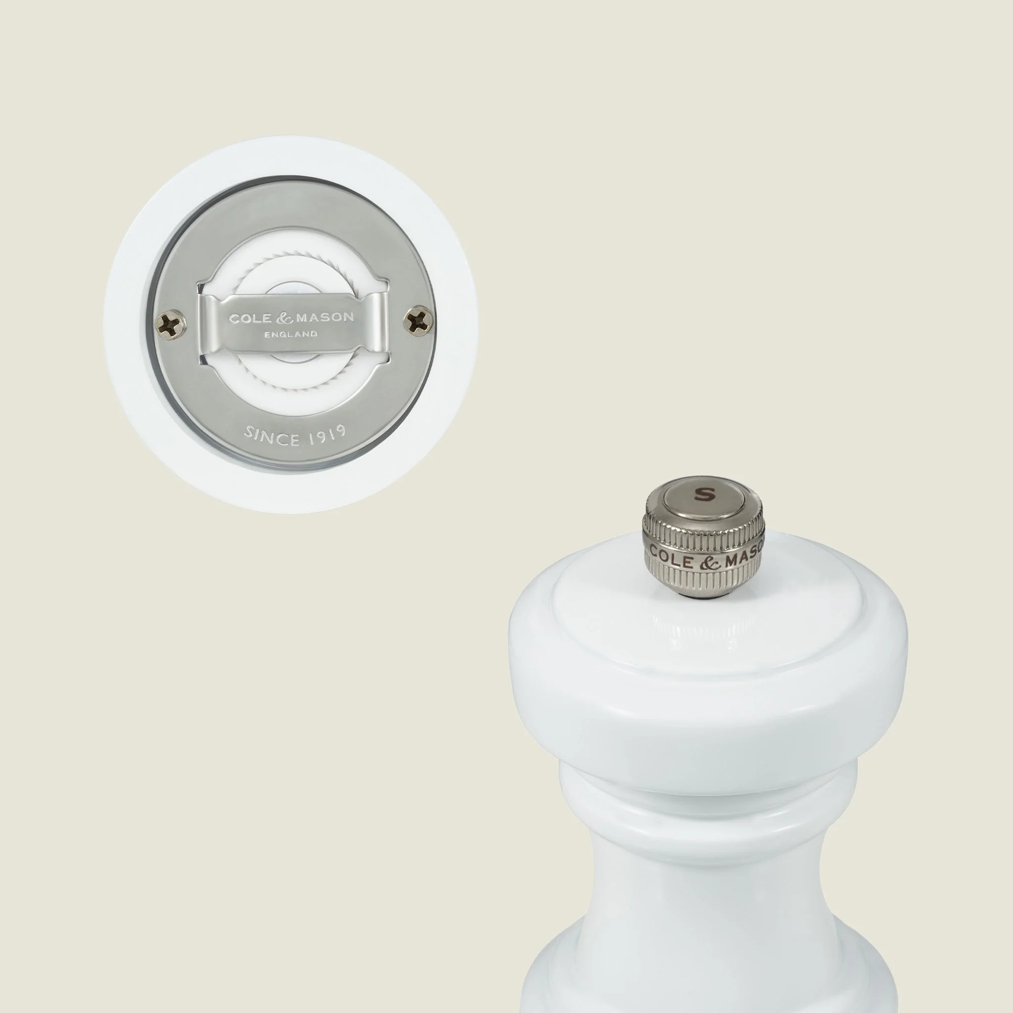 Cole & Mason Hoxton White Gloss Salt & Pepper Mills - Image 6