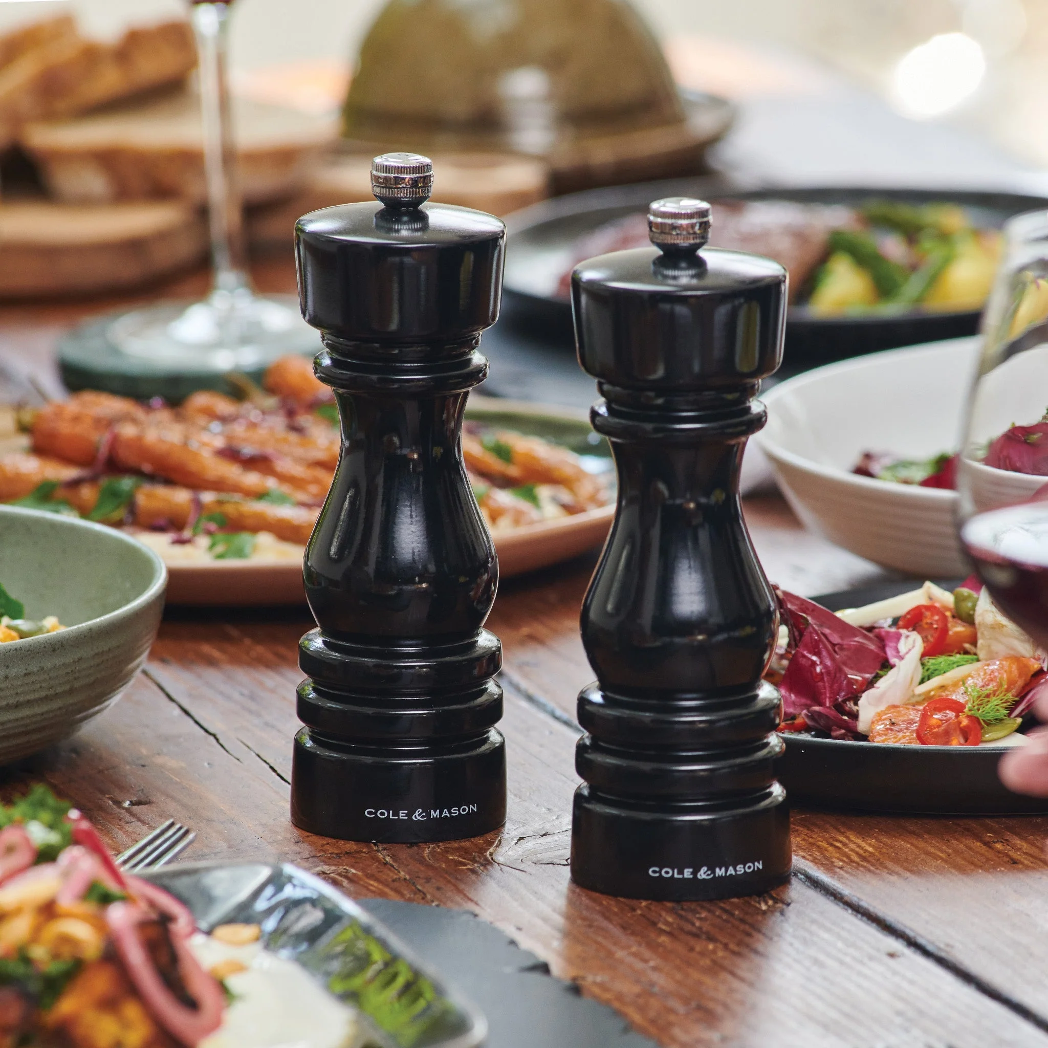 Cole & Mason London Black Gloss Salt & Pepper Mills 7" - Image 2