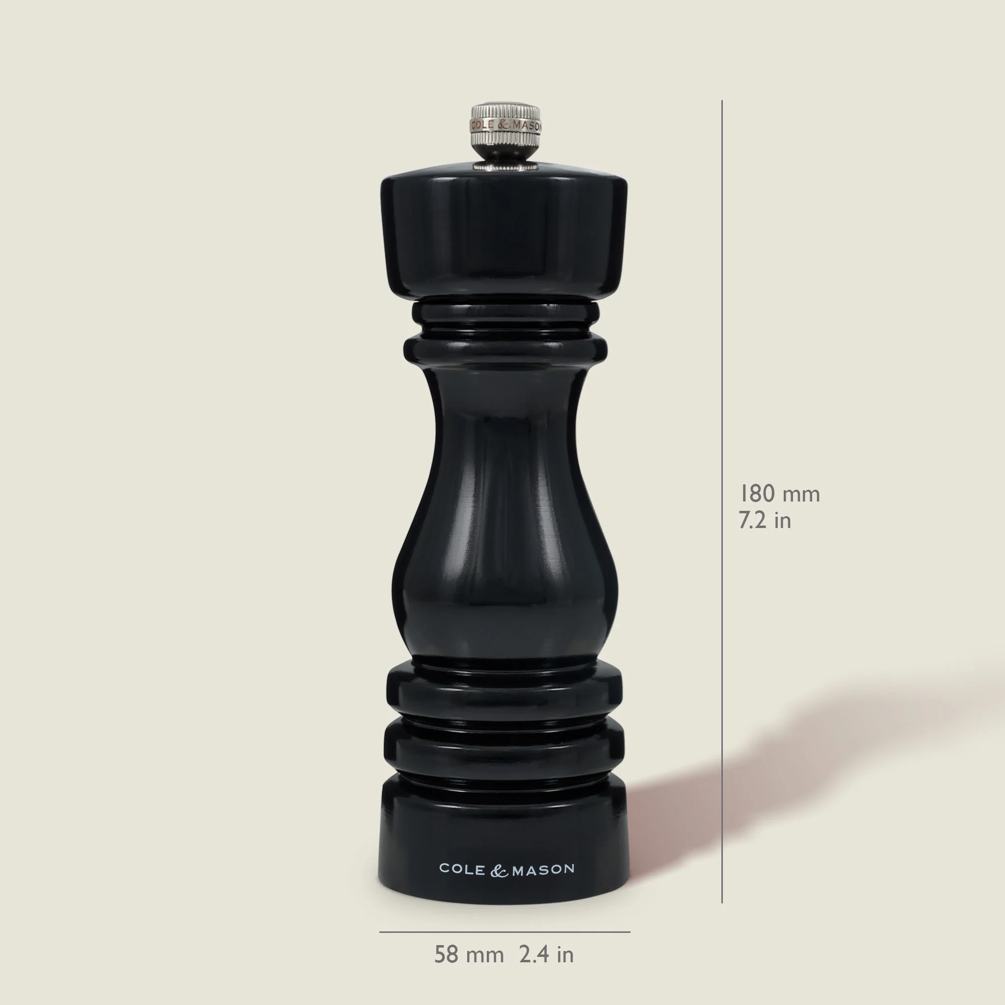 Cole & Mason London Black Gloss Salt & Pepper Mills 7" - Image 8