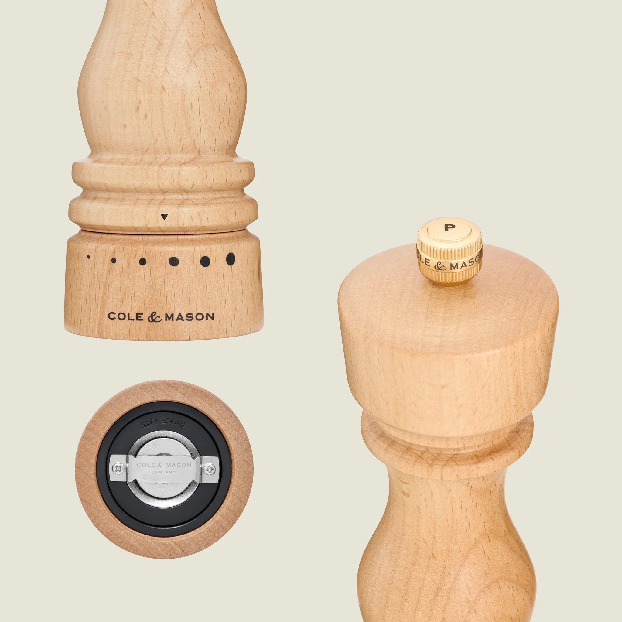 Cole & Mason London Natural Beech Grind Select Salt & Pepper Mills - Image 12