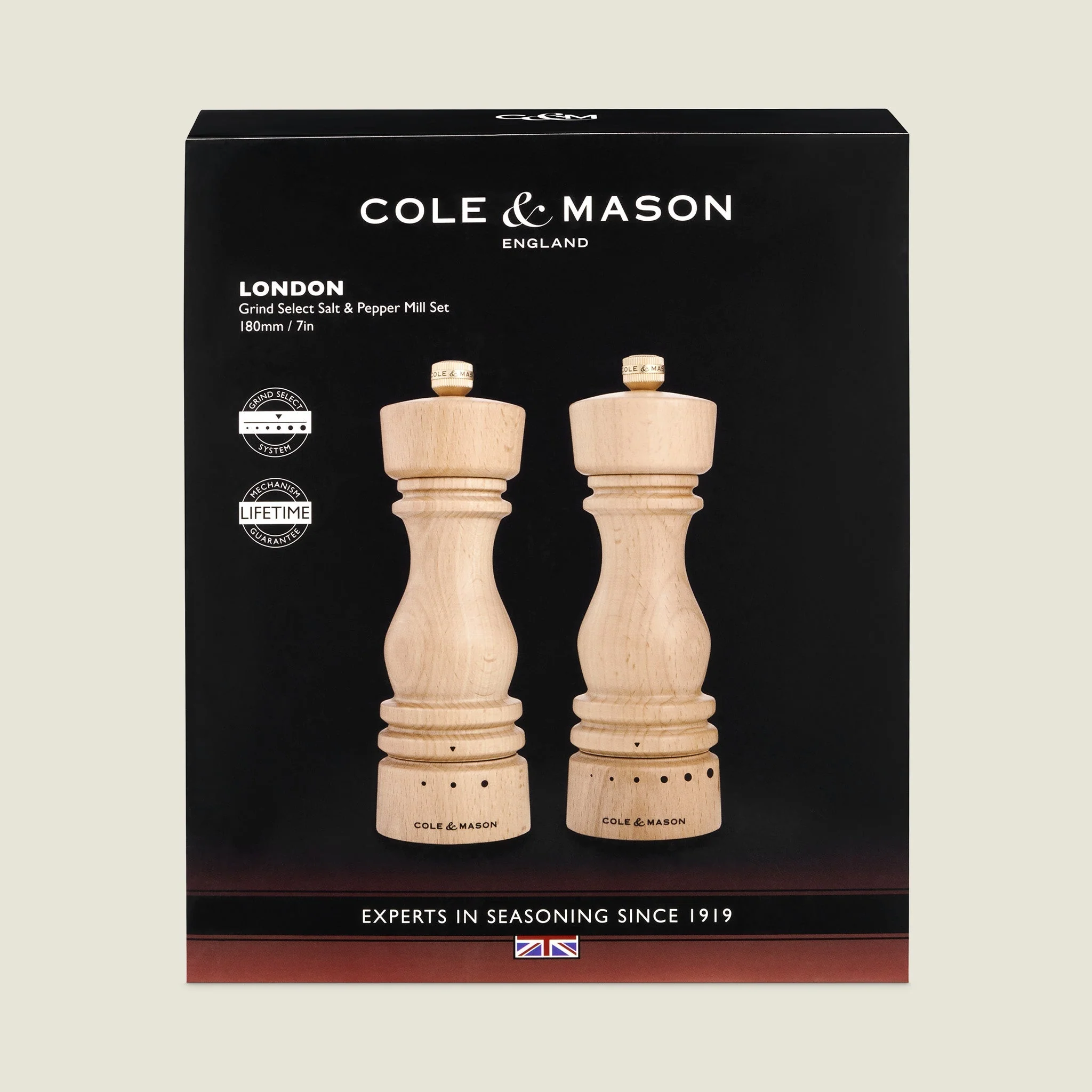 Cole & Mason London Natural Beech Grind Select Salt & Pepper Mills - Image 13