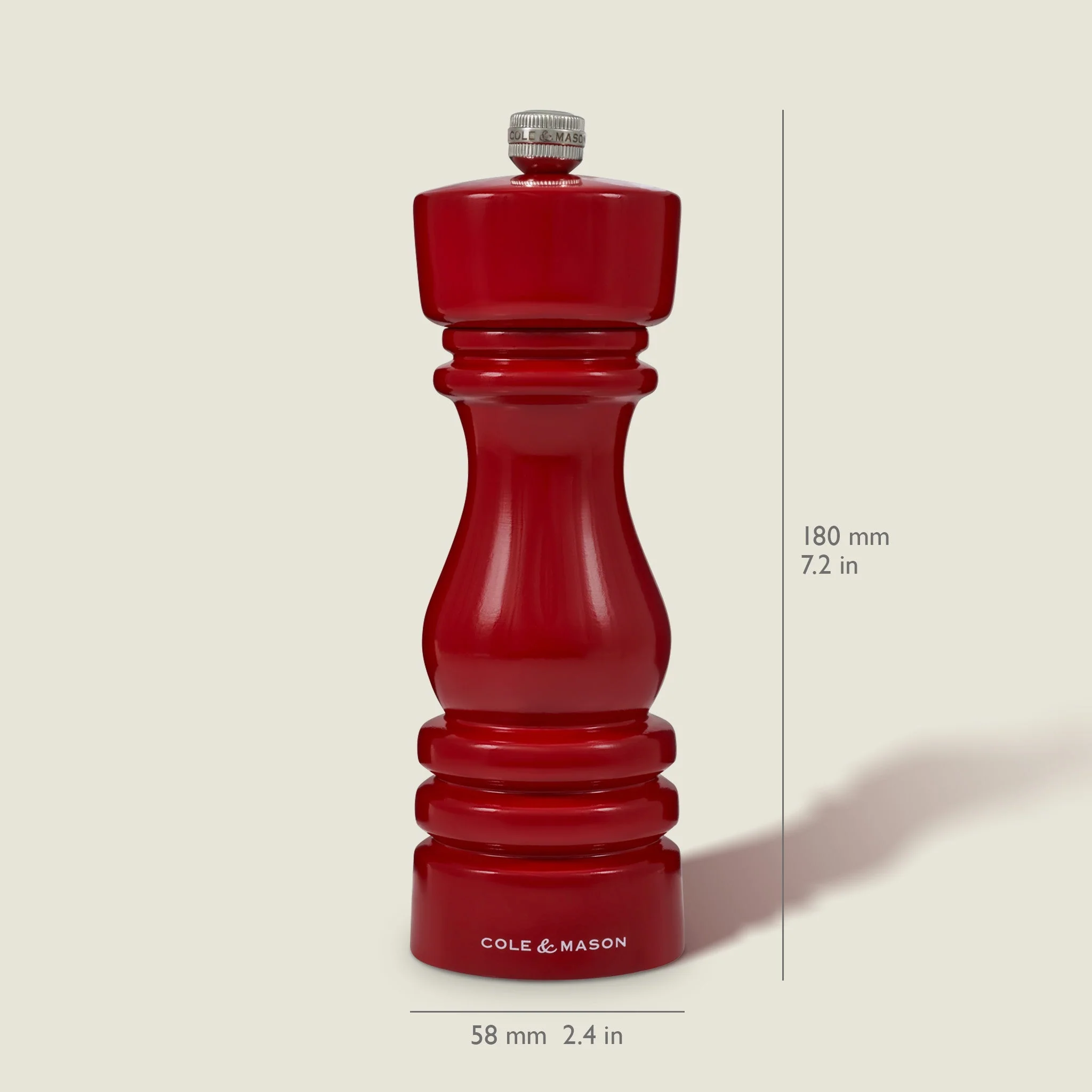 Cole & Mason London Red Gloss Salt & Pepper Mills 7" - Image 5
