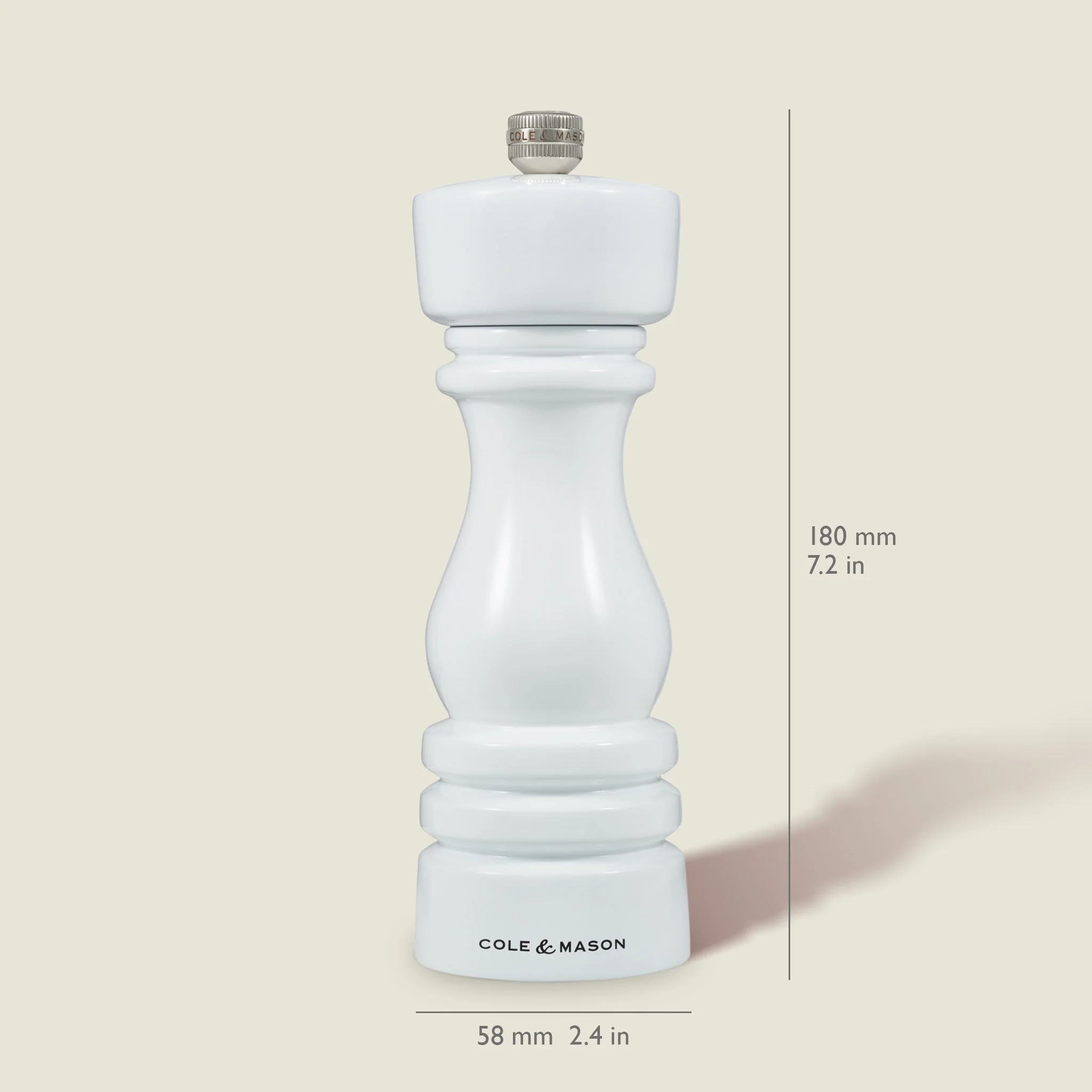 Cole & Mason London White Gloss Salt & Pepper Mills 7" - Image 14