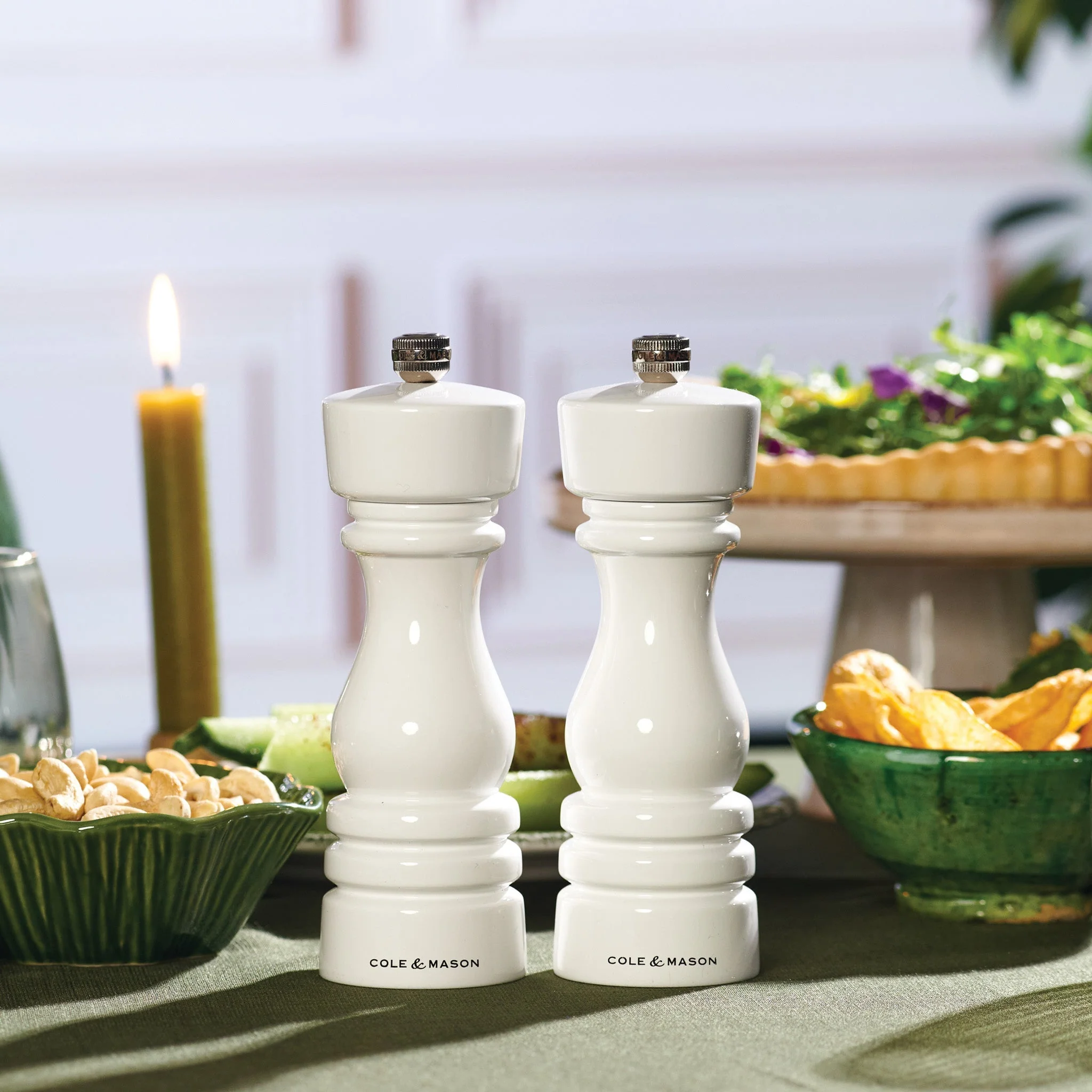 Cole & Mason London White Gloss Salt & Pepper Mills 7" - Image 2