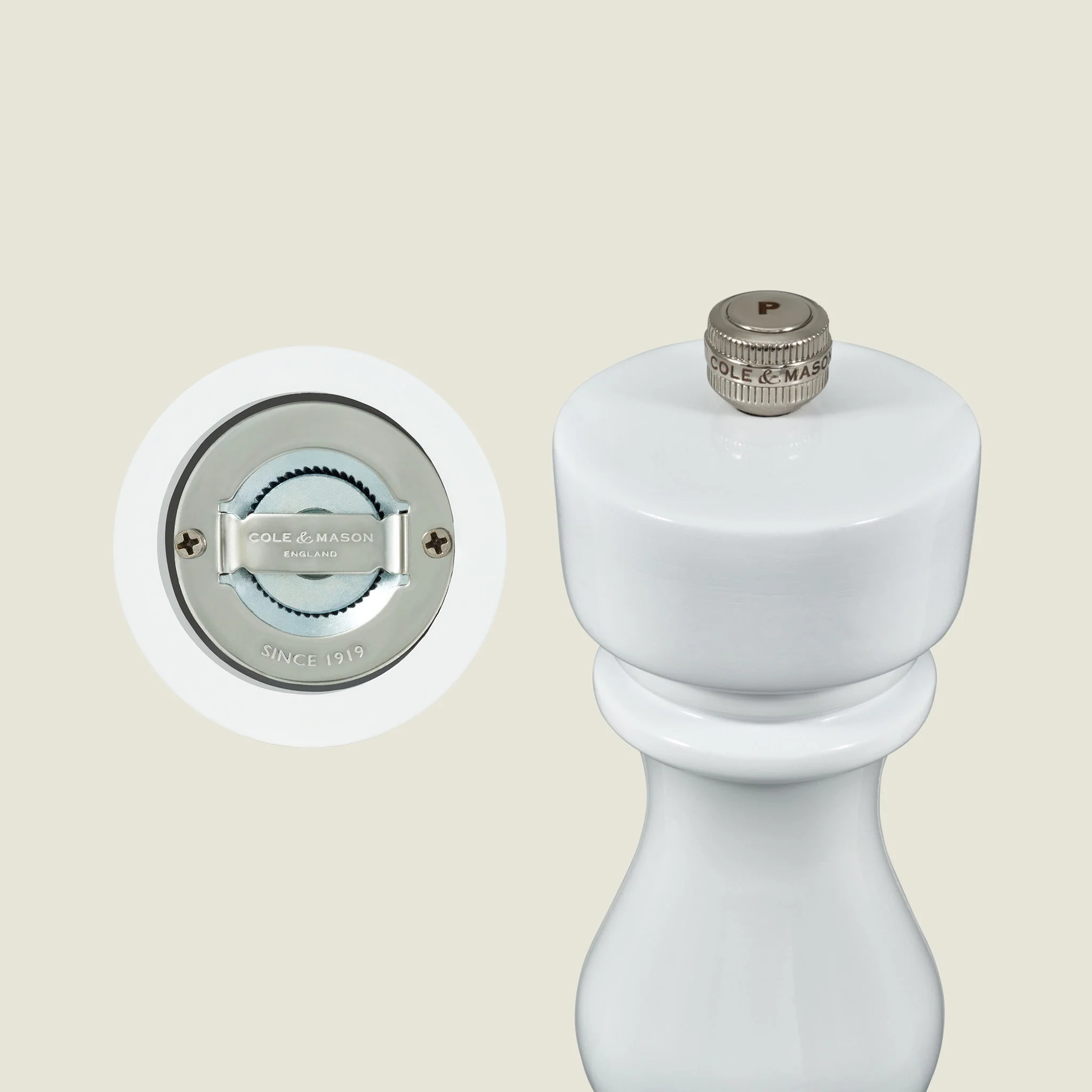Cole & Mason London White Gloss Salt & Pepper Mills 7" - Image 9