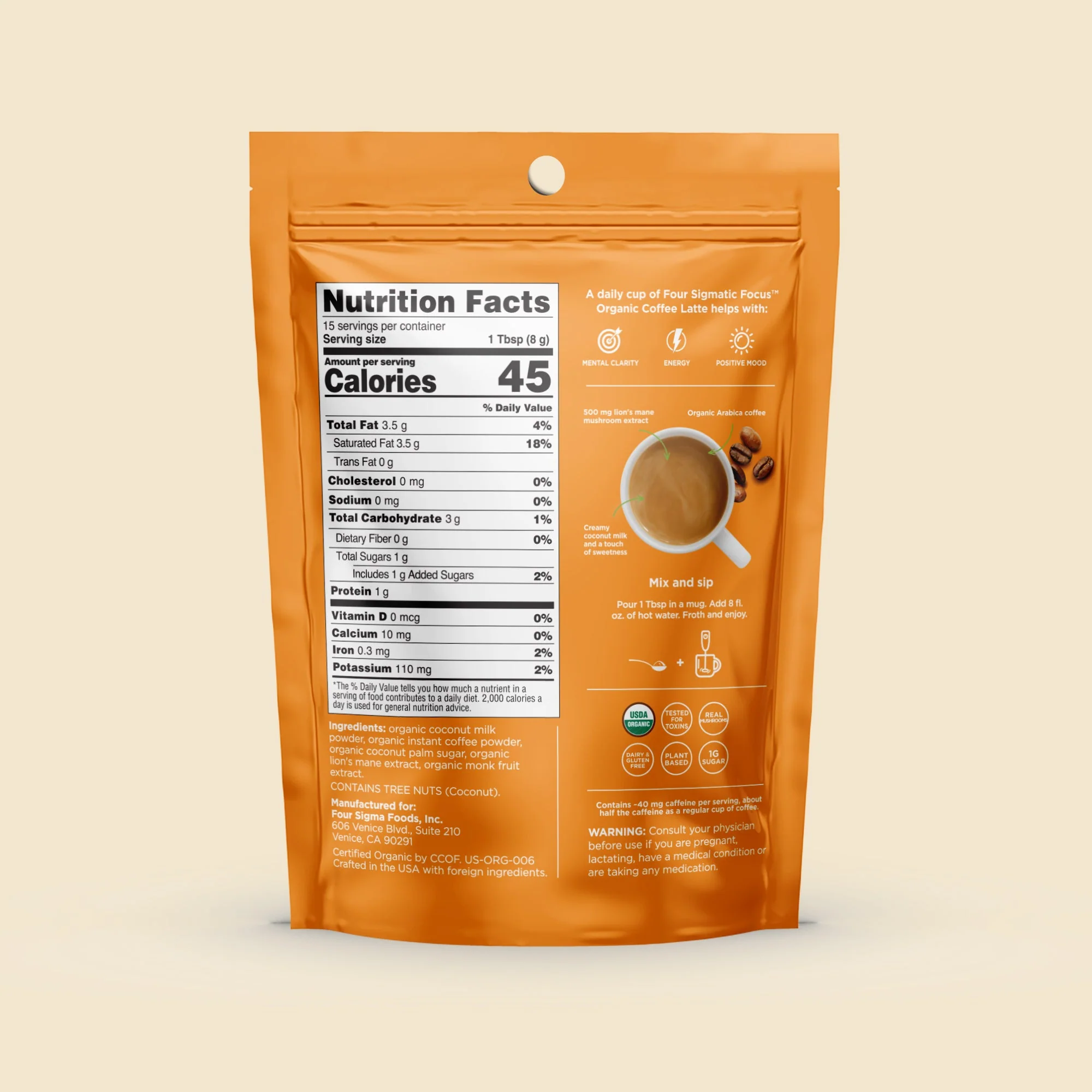 Focus Organic Coffee Latte - Original - Image 5