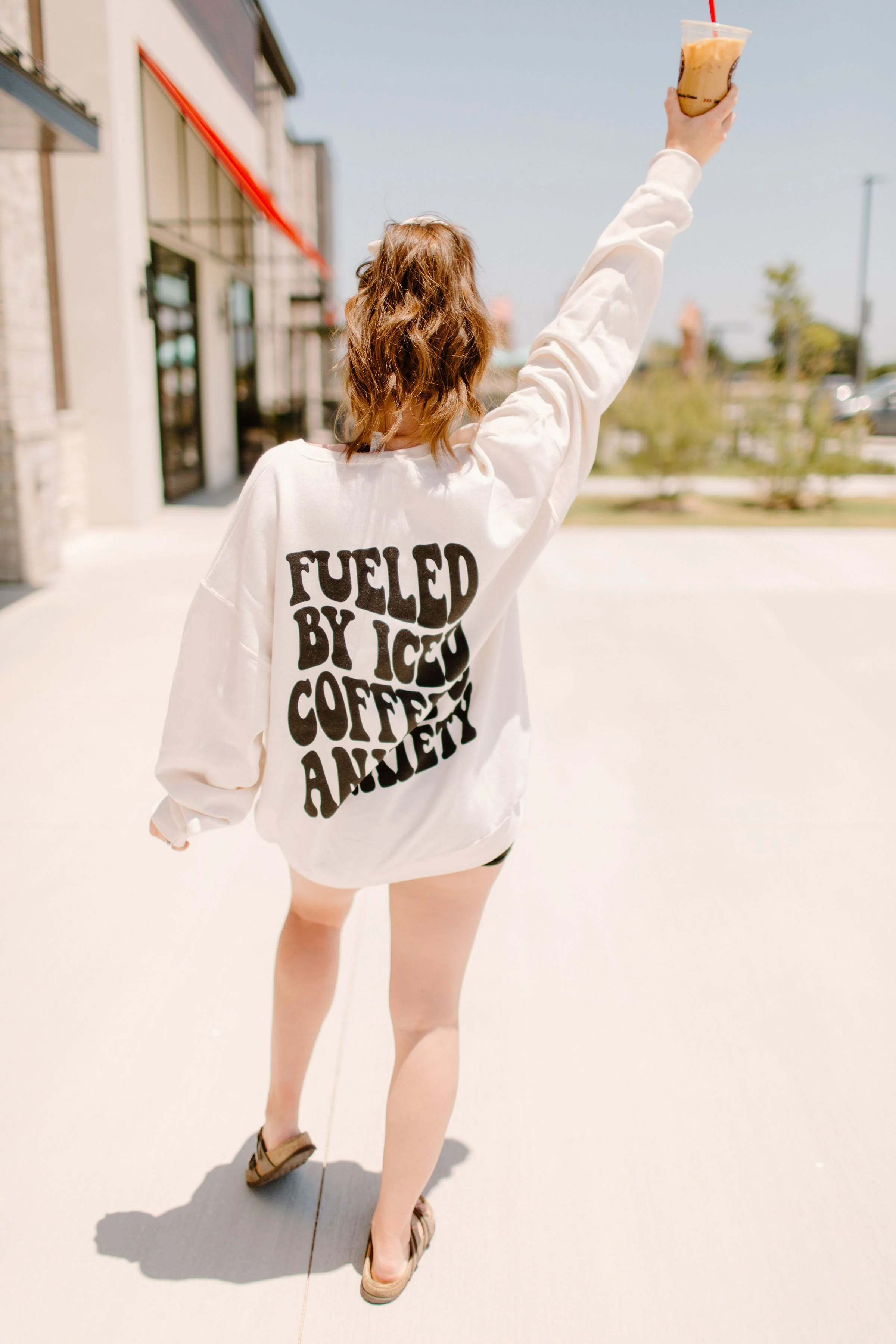 Fueled by iced coffee and anxiety Graphic Tee - Image 4
