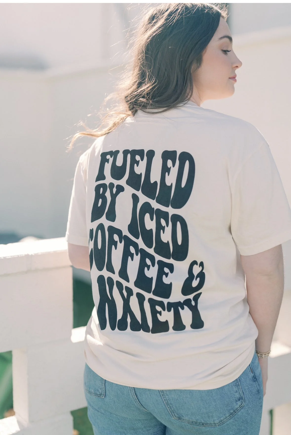 Fueled by iced coffee and anxiety Graphic Tee - Image 5