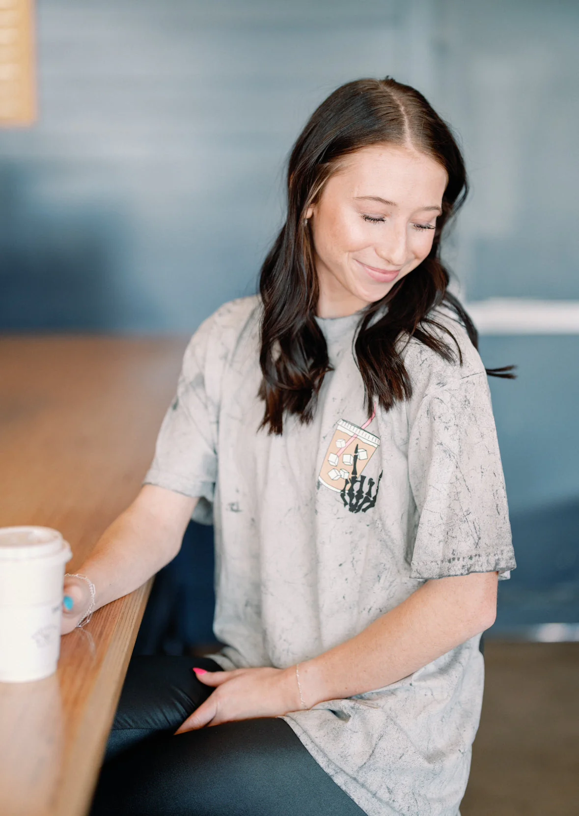 Fueled by iced coffee and anxiety Graphic Tee - Image 7