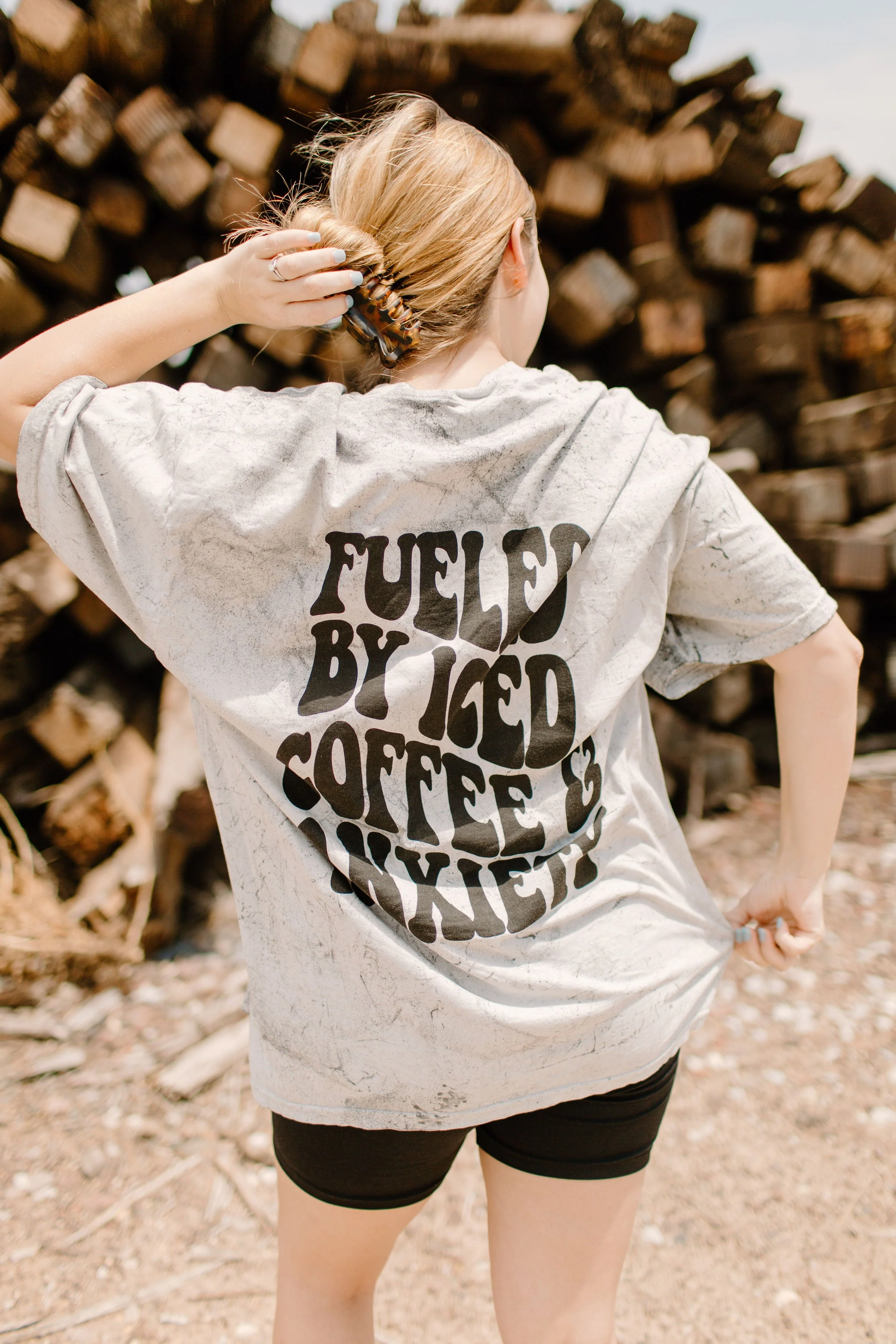 Fueled by iced coffee and anxiety Graphic Tee - Image 8