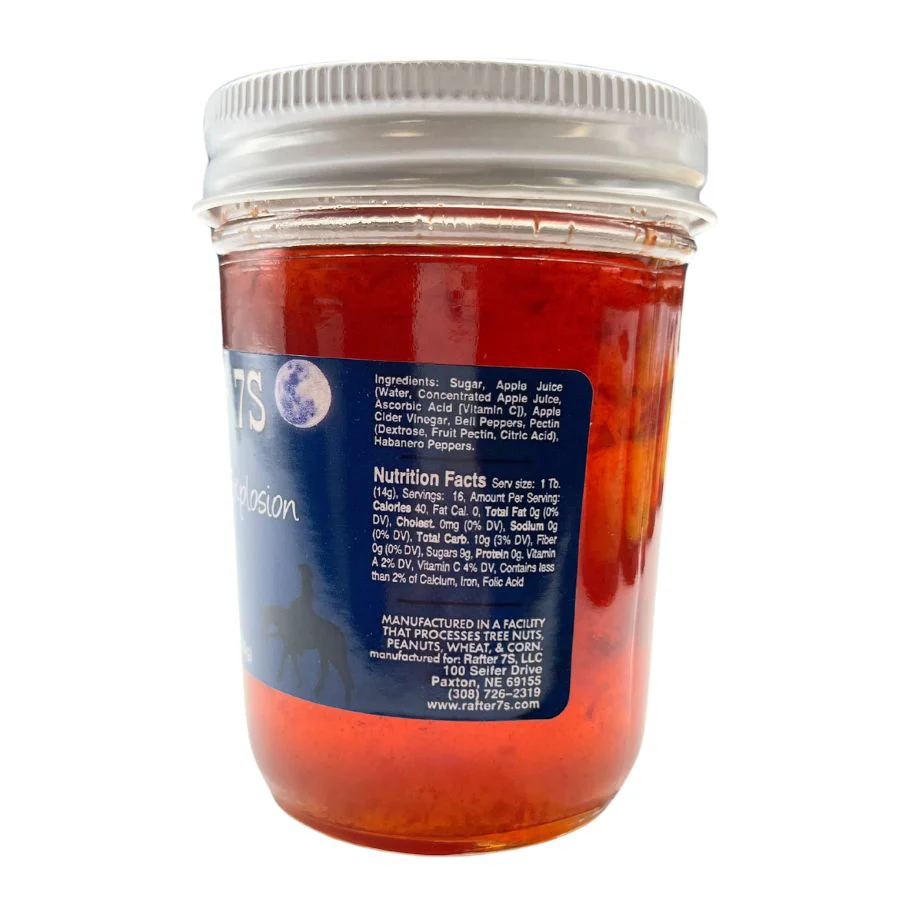 Habanero Explosion Jelly | 8 oz. | 3 Pack | Spicy Jelly | Meat Glaze | Cream Cheese Topping | Made in Paxton, NE | Rafter 7S - Image 3