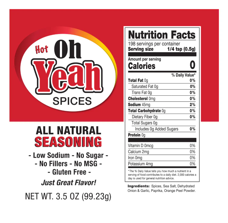 Hot All Natural Spice | 3.5 oz. Bottle | 12 All-Natural Herbs | Low Sodium | Gluten and Sugar Free | Made in Chapman, NE | Oh Yeah Spices - Image 3
