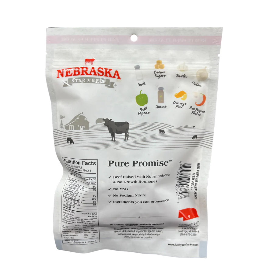Red Pepper Beef Jerky | 3 oz. Bag | Savory & Sweet Blend Of Beef, Pepper, & Brown Sugar | Tender, Thick Cut Pieces | Spice Lovers' Favorite Snack | All Natural | Cooked To Perfection | Hand Selected Cattle | Natural Protein | 2 Pack | Shipping Included - Image 3