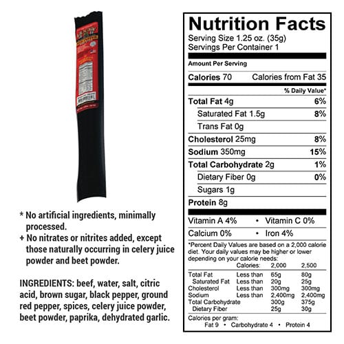 Red Pepper Beef Stick | 1.25 oz. | Hot, Sweet, & Premium All Natural Beef  | Spicy, Quick Snack | All Natural | Nebraska Angus Beef | Expertly Cooked & Seasoned | Lean, Tender Beef | 12 Pack | Shipping Included - Image 5