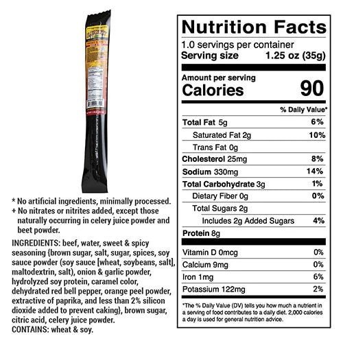 Sweet & Spicy Beef Stick | 1.25 oz. | Mouthwatering Teriyaki & Red Pepper Combination | Lean, Premium, All Natural Angus Beef | Cooked To Tender Perfection | Easy, Quick On-The-Go Snack | Nebraska Beef - Image 2